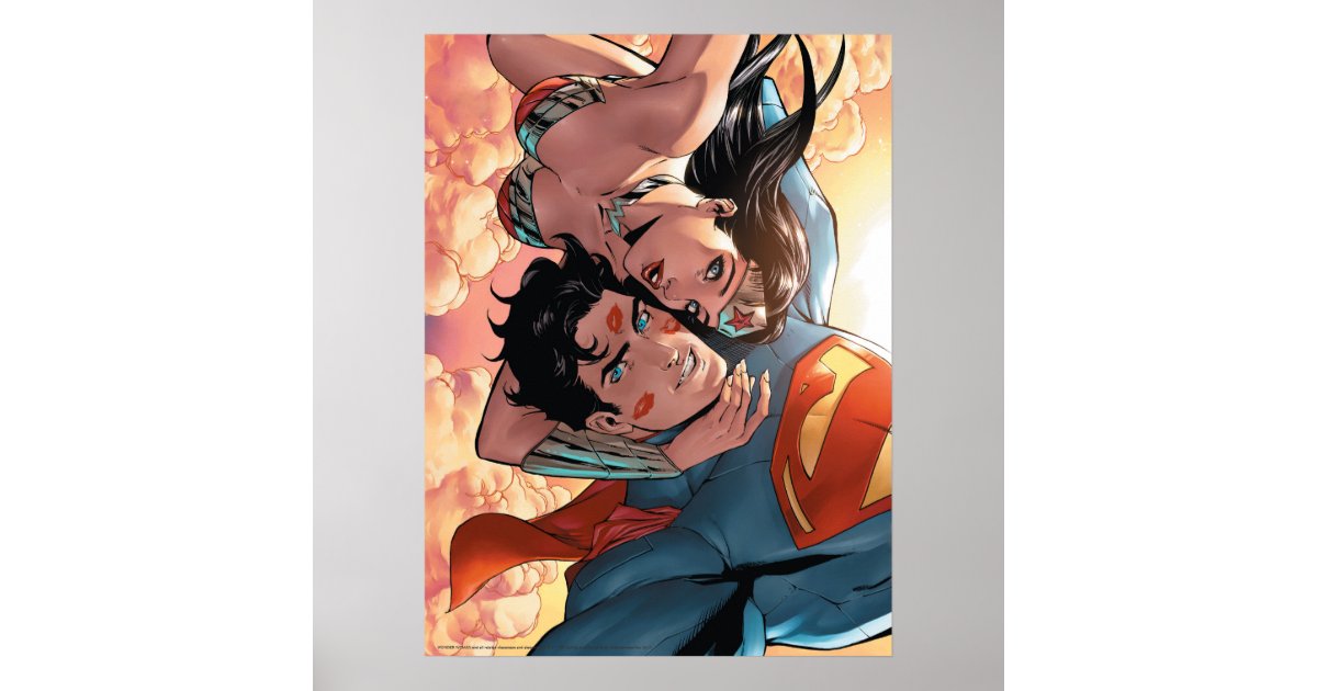 Superman Wonder Woman Comic Cover 11 Variante Poster Zazzle De