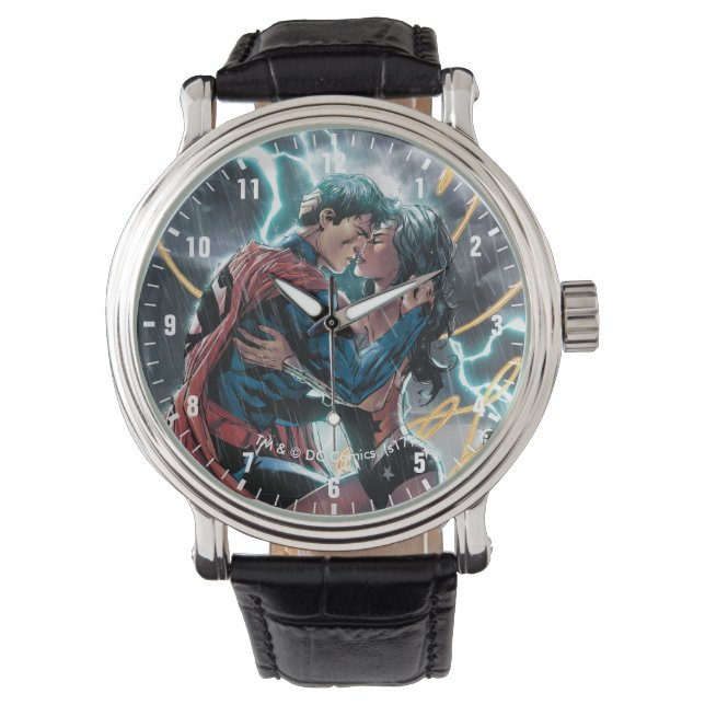 Superman/Wonder Woman Comic Werbekunst Armbanduhr (Vorderseite)