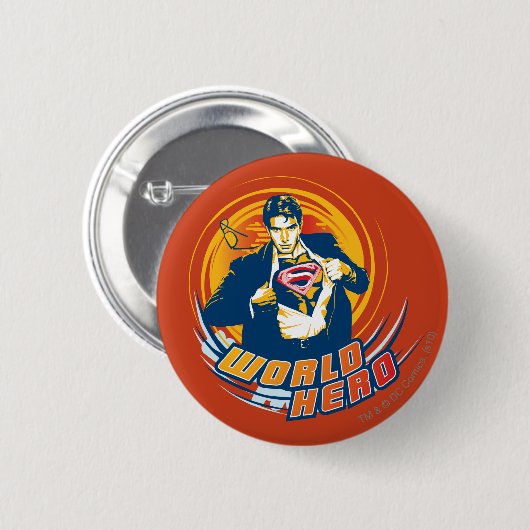 Superman World Hero Button (Vorne & Hinten)