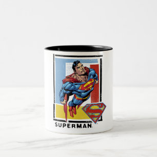 Supermann mit farbenprächtigem Hintergrund Zweifarbige Tasse