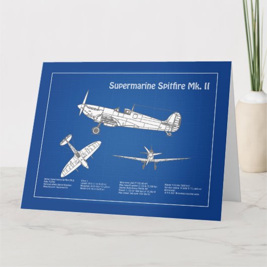 Supermarine Spitfire - Flugzeugkonzept ABD Dankeskarte (Vorderseite)