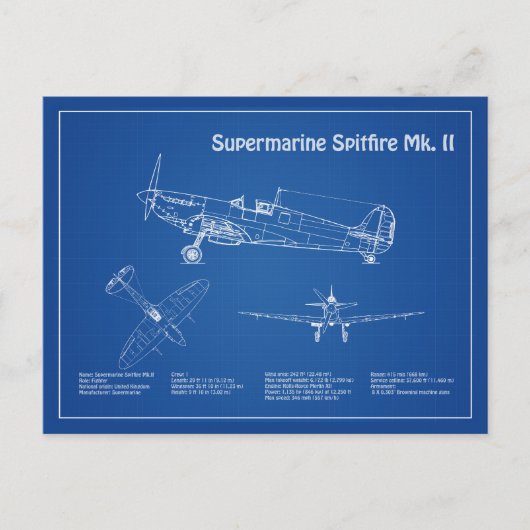Supermarine Spitfire - Flugzeugkonzept AD Postkarte (Vorderseite)