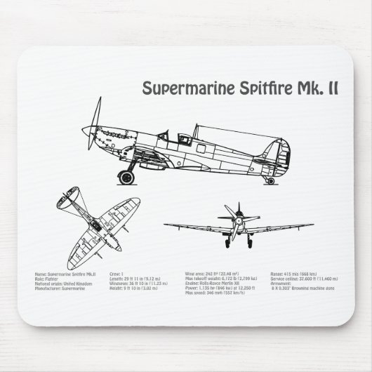 Supermarine Spitfire - Flugzeugkonzept BD Mousepad (Vorne)