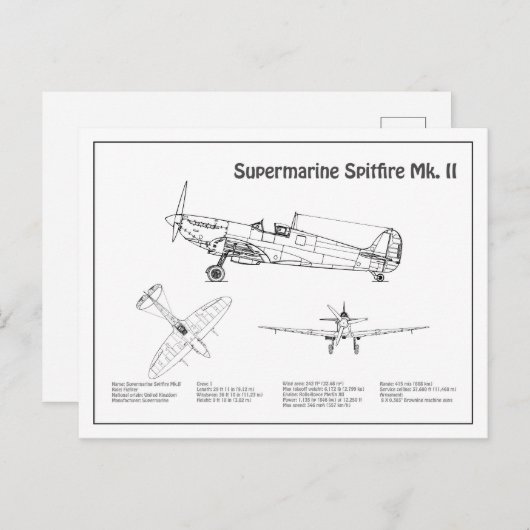 Supermarine Spitfire - Flugzeugkonzept BD Postkarte (Vorne/Hinten)