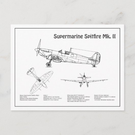 Supermarine Spitfire - Flugzeugkonzept BD Postkarte (Vorderseite)