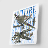 Supermarine Spitfire Quadratische Wanduhr (Winkel)