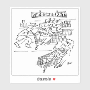 Supermarket Store Detectives Cartoon. Aufkleber