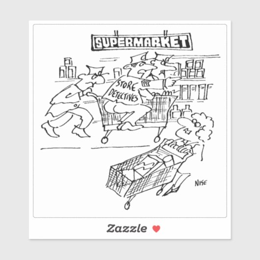 Supermarket Store Detectives Cartoon. Aufkleber (Blatt)
