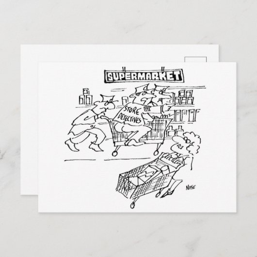 Supermarket Store Detectives Funny Postkarte (Vorne/Hinten)