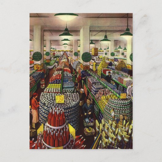 Supermarkt für Vintage Unternehmen, Lebensmittel u Postkarte (Vorderseite)