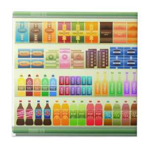 Supermarkt-Regalprodukte Snacks Fliese