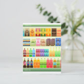 Supermarkt-Regalprodukte Snacks Postkarte (Stehend Vorderseite)