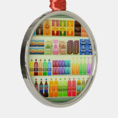 Supermarkt-Regalprodukte Snacks Silbernes Ornament (Rechts)
