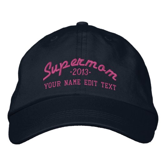 SuperMom Edit Text and YEAR Super MAMA Bestickte Baseballkappe (Vorderseite)