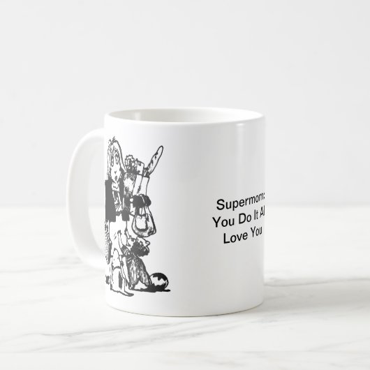 Supermom Individuelle Nachricht Muttertag Kaffeetasse (Vorderseite Links)