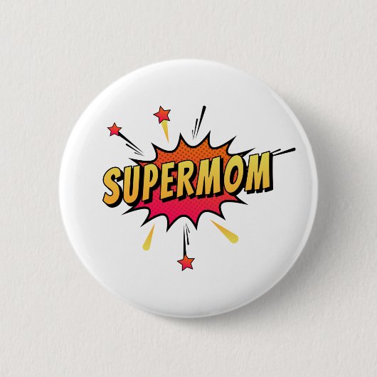 Supermom Retro Comic Pop Art | Pin Button (Vorderseite)