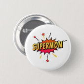 Supermom Retro Comic Pop Art | Pin Button (Vorne & Hinten)
