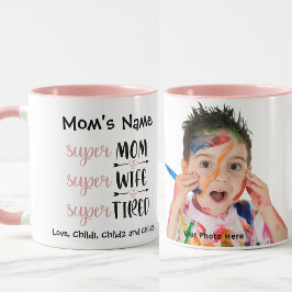 SuperMom Super Ehefrau Super Tired Anpassbares Fot Tasse