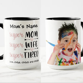 SuperMom Super Ehefrau Super Tired Anpassbares Fot Tasse