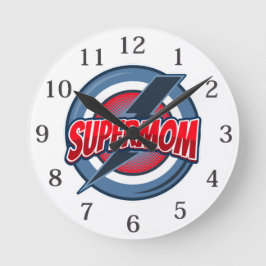Supermom Super Mom Muttertag Runde Wanduhr