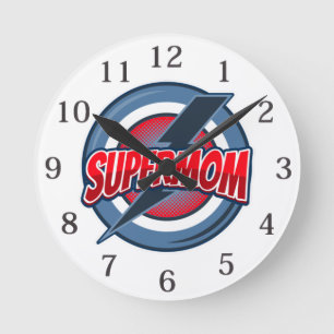 Supermom Super Mom Muttertag Runde Wanduhr