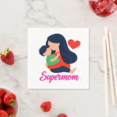 Supermom Süße Mutter und Kind Papier Serviette (Beispiel)