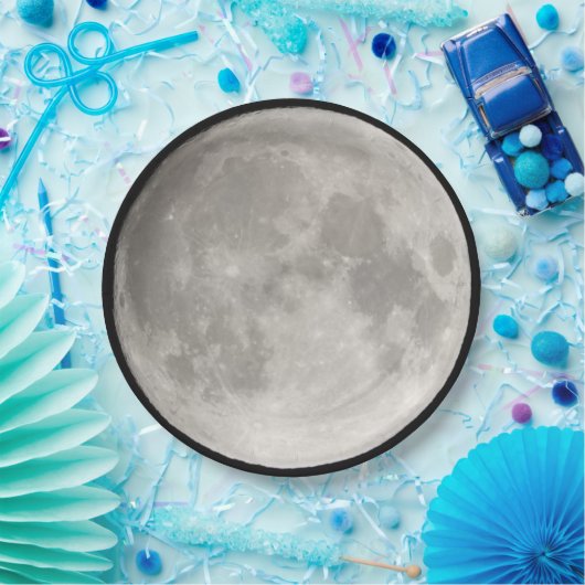 Supermond am schwarzen Himmel Pappteller (Party)