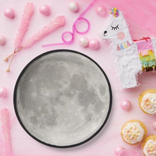 Supermond am schwarzen Himmel Pappteller (Party)