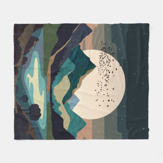 Supermond am See Fleecedecke (Vorderseite (Horizontal))