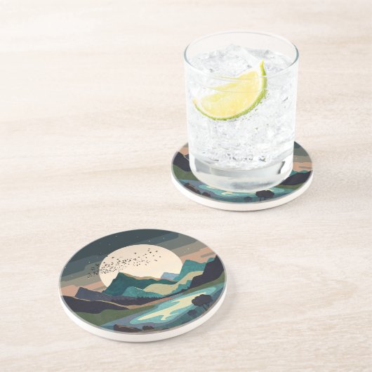 Supermond am See Getränkeuntersetzer (Seite)