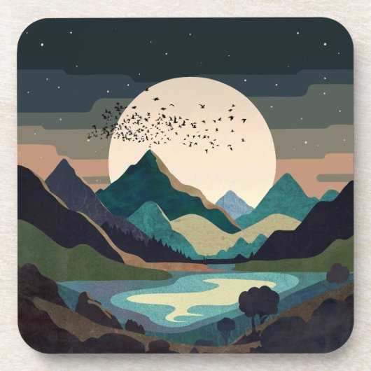 Supermond am See Getränkeuntersetzer (Vorderseite)