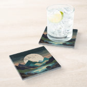 Supermond am See Glasuntersetzer (Schrägansicht)