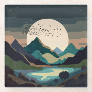 Supermond am See Glasuntersetzer