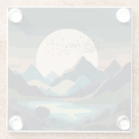 Supermond am See Glasuntersetzer (Rückseite)