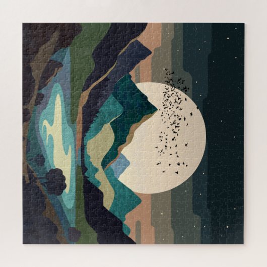 Supermond am See Puzzle (Horizontal)