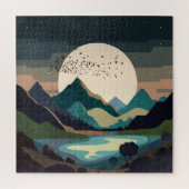 Supermond am See Puzzle (Vertikal)