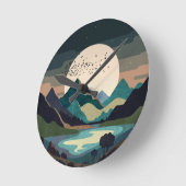 Supermond am See Runde Wanduhr (Winkel)
