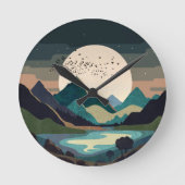 Supermond am See Runde Wanduhr (Vorderseite)