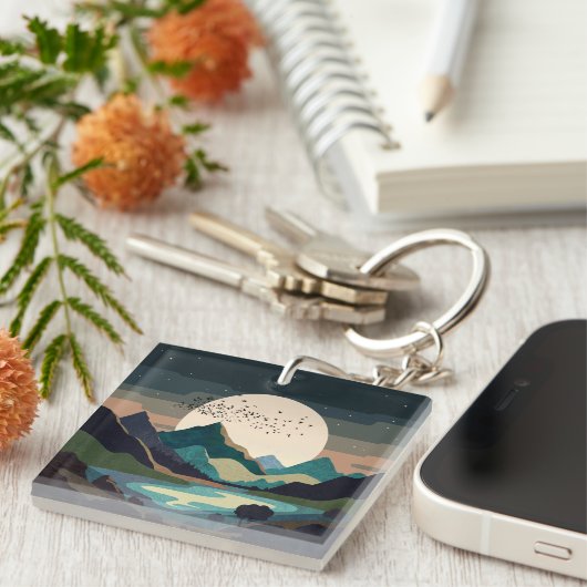 Supermond am See Schlüsselanhänger (Vorderseite rechts)