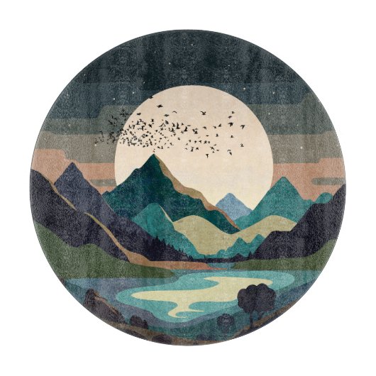 Supermond am See Schneidebrett (Vorderseite)