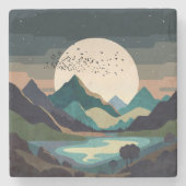 Supermond am See Steinuntersetzer (Vorderseite)