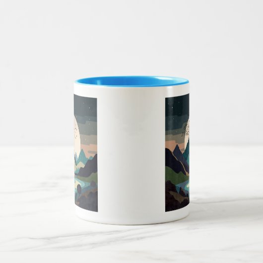 Supermond am See Zweifarbige Tasse (Mittel)