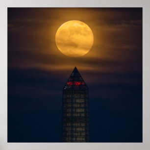 Supermond über dem Washington Monument Poster