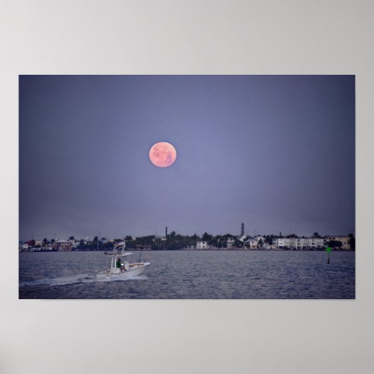 Supermoon Moonset über Marathon, Florida Poster (Vorne)