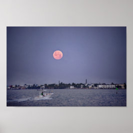 Supermoon Moonset über Marathon, Florida Poster