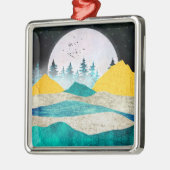 Supermoon Rising Landscape Ornament Aus Metall (Links)