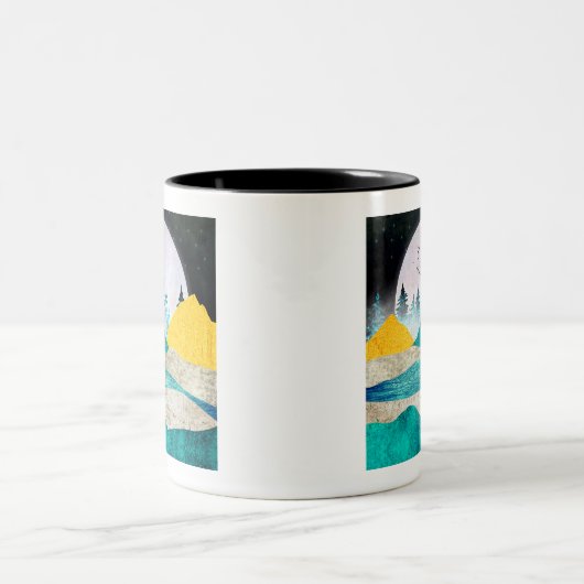 Supermoon Rising Landscape Zweifarbige Tasse (Mittel)