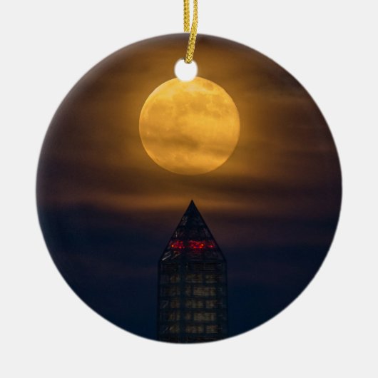 Supermoon über Washington Monument Keramikornament (Vorne)