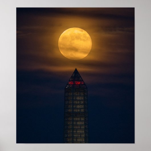 Supermoon über Washington Monument Poster (Vorne)