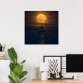 Supermoon über Washington Monument Poster (Heimbüro)